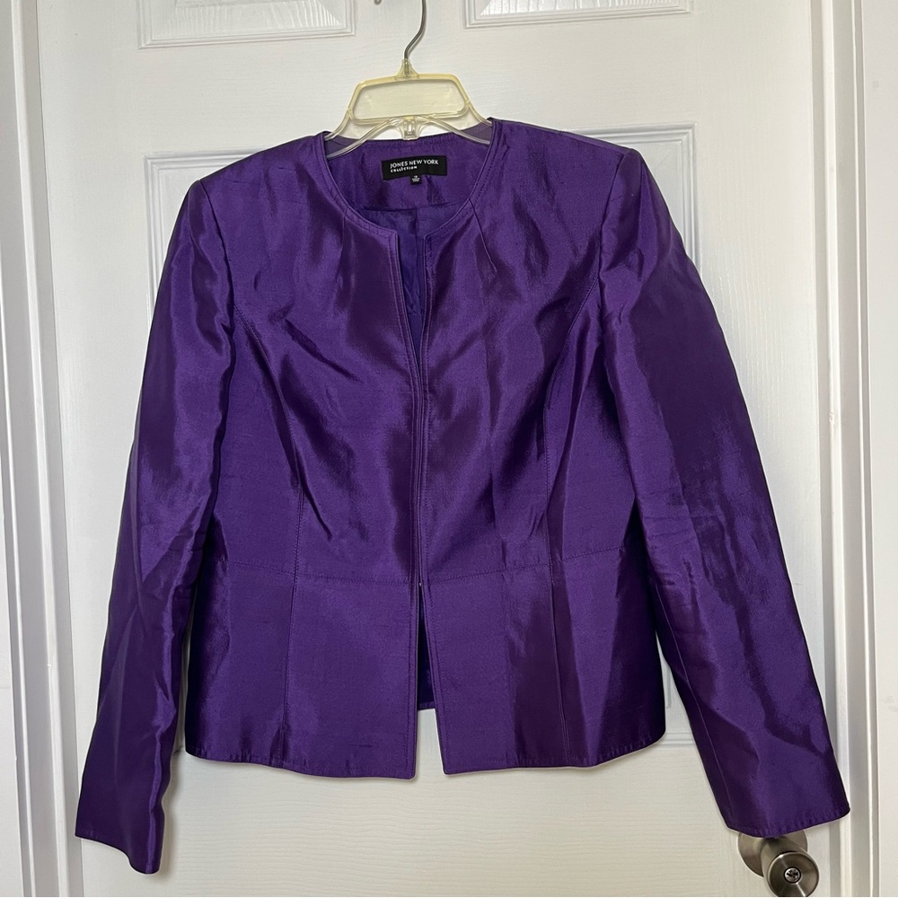 Jones New York Silk Blend Purple Women's Blazer